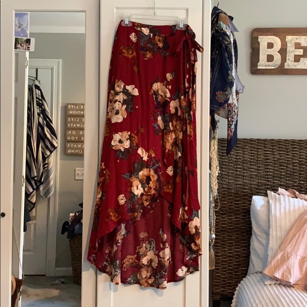 Burgundy wrap skirt, tags off but never worn